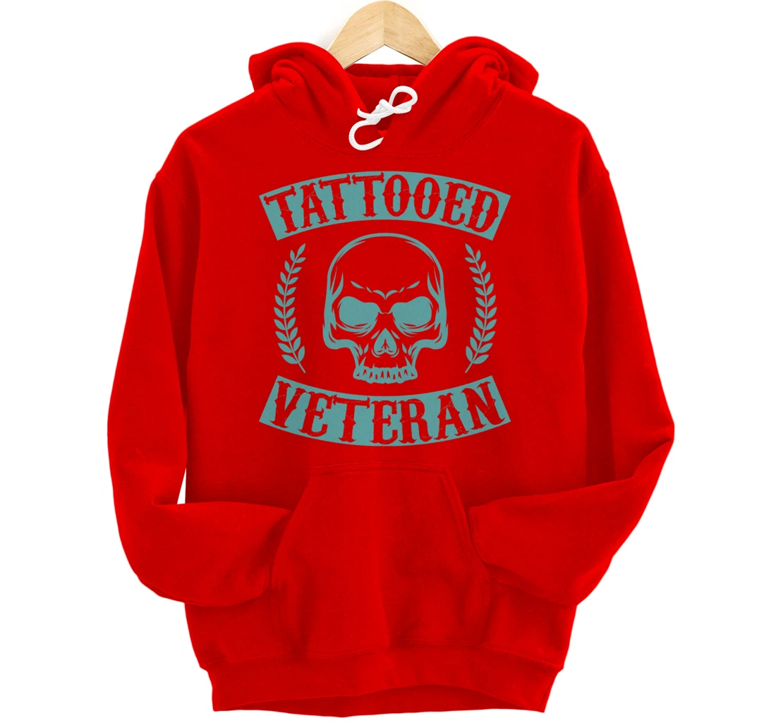 Tattooed Veteran Proud America USA Patriotic Distressed Pullover Hoodie