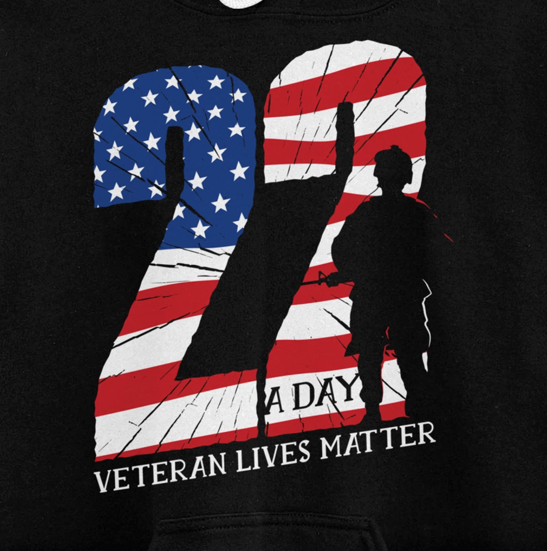 22 A Day, US Flag, Military Service, Happy Veterans Day Pullover Hoodie