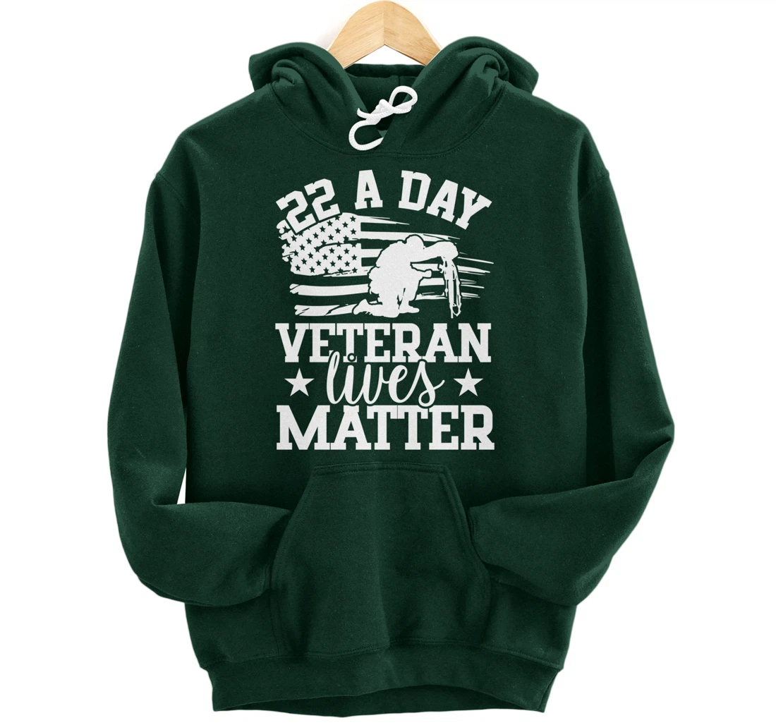 22 A Day, US Flag, Military Service, Happy Veterans Day Pullover Hoodie