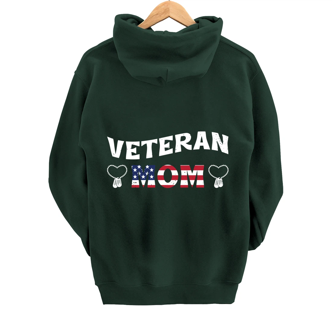 Veteran Mom, US Military Service, Happy Veterans Day Pullover Hoodie