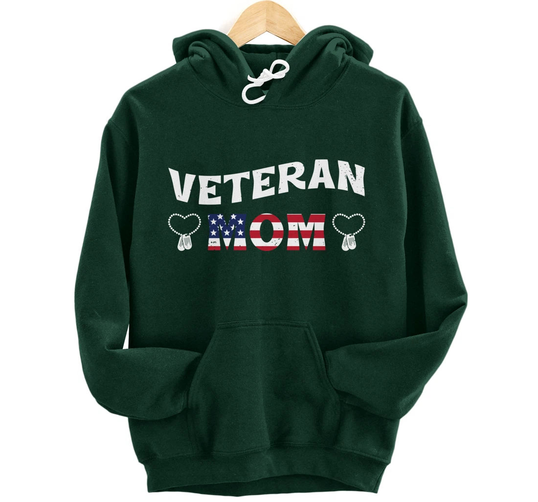Veteran Mom, US Military Service, Happy Veterans Day Pullover Hoodie