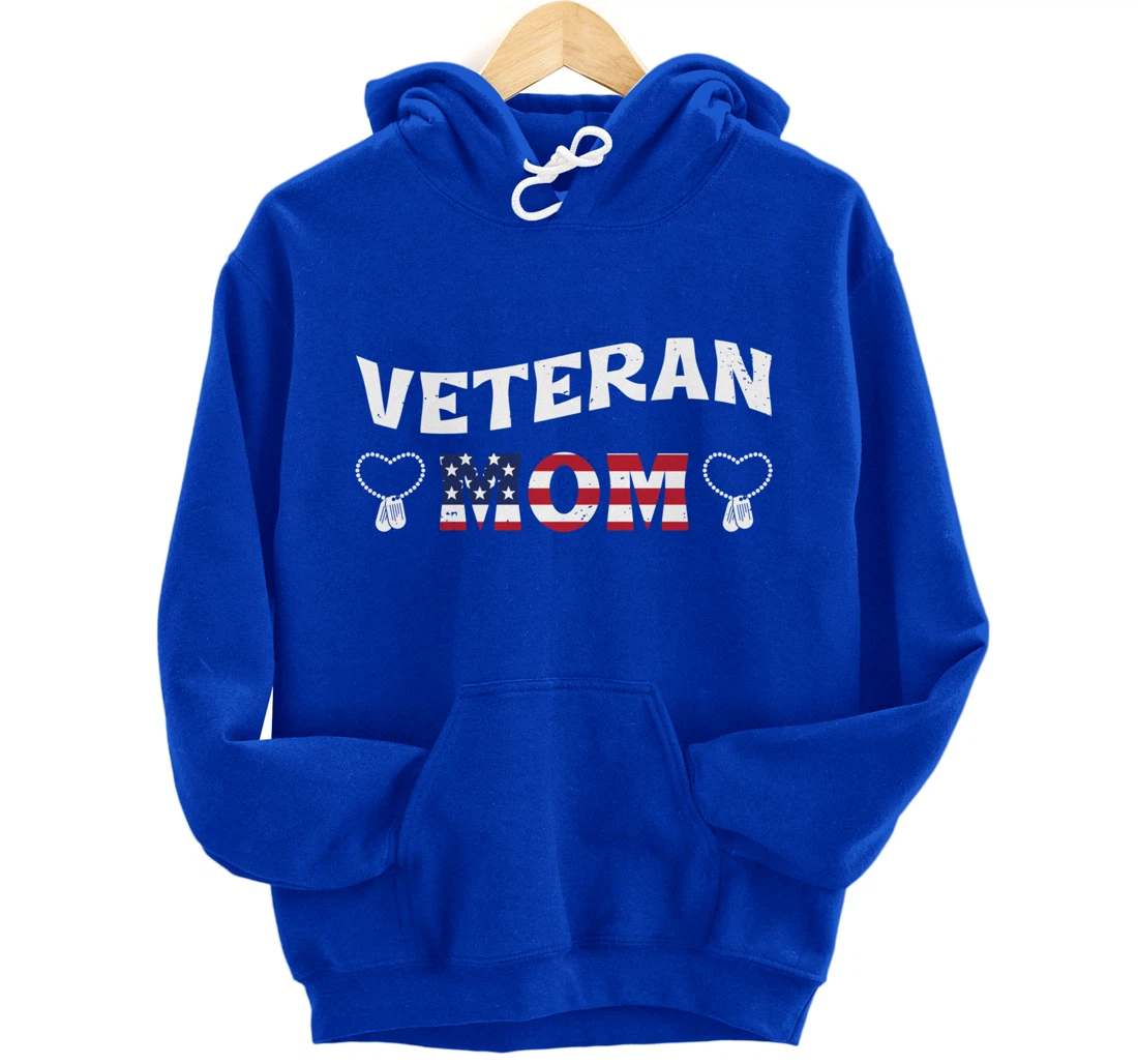 Veteran Mom, US Military Service, Happy Veterans Day Pullover Hoodie