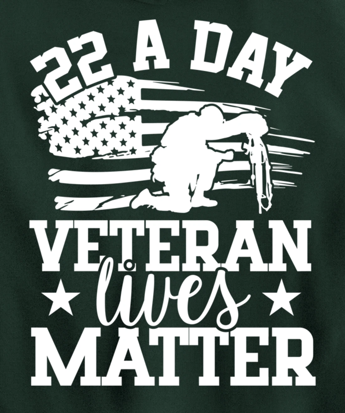 22 A Day, US Flag, Military Service, Happy Veterans Day Pullover Hoodie