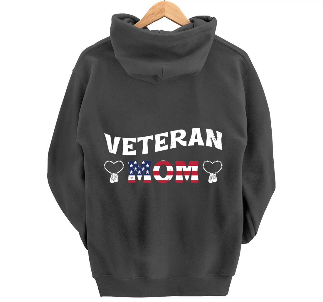 Veteran Mom, US Military Service, Happy Veterans Day Pullover Hoodie