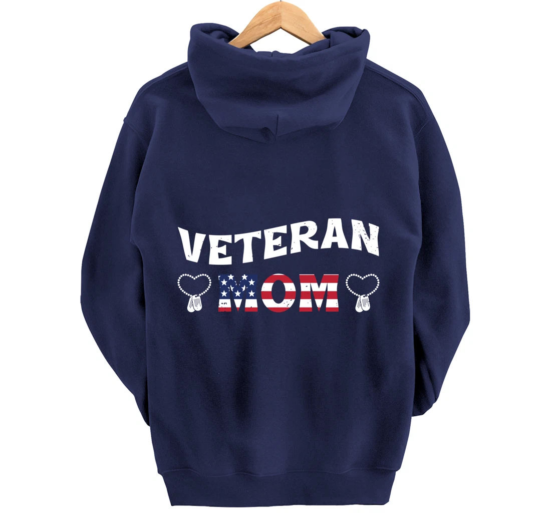 Veteran Mom, US Military Service, Happy Veterans Day Pullover Hoodie