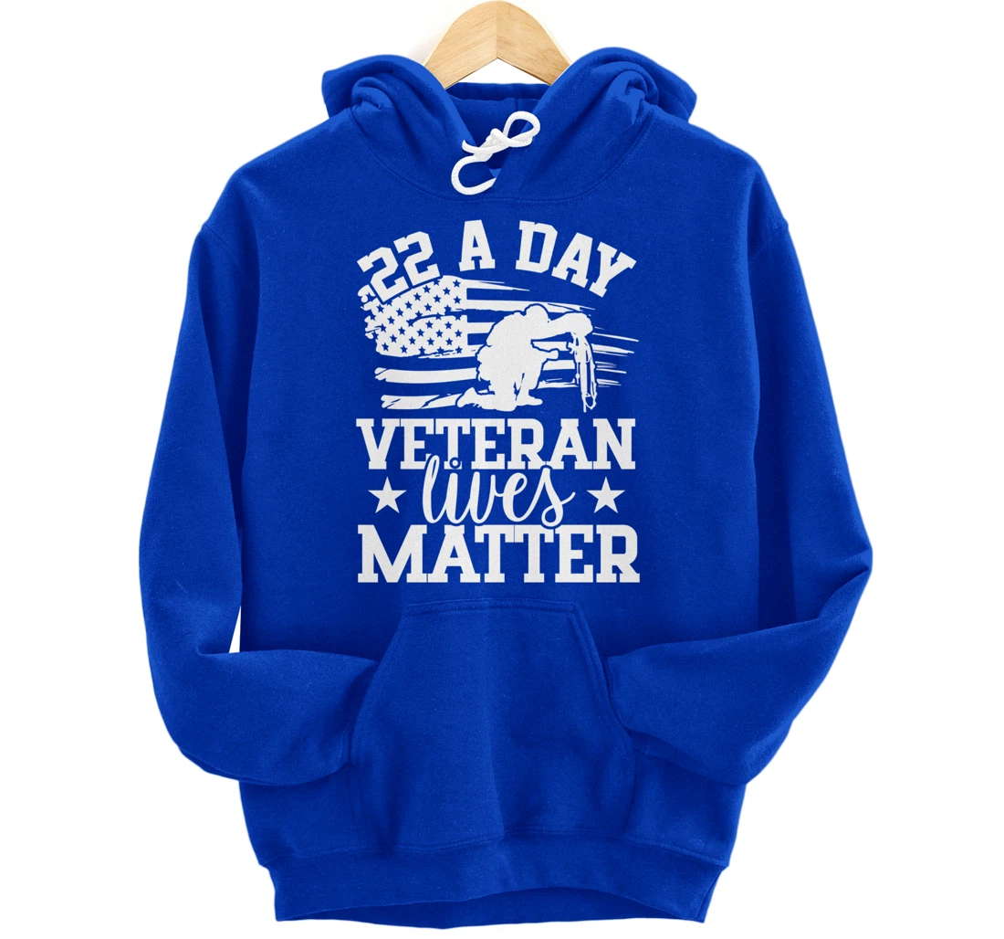 22 A Day, US Flag, Military Service, Happy Veterans Day Pullover Hoodie