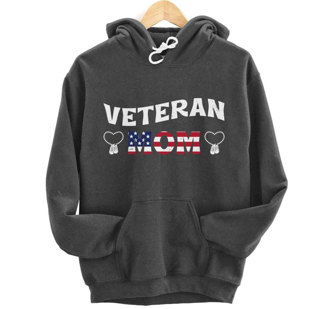Veteran Mom, US Military Service, Happy Veterans Day Pullover Hoodie