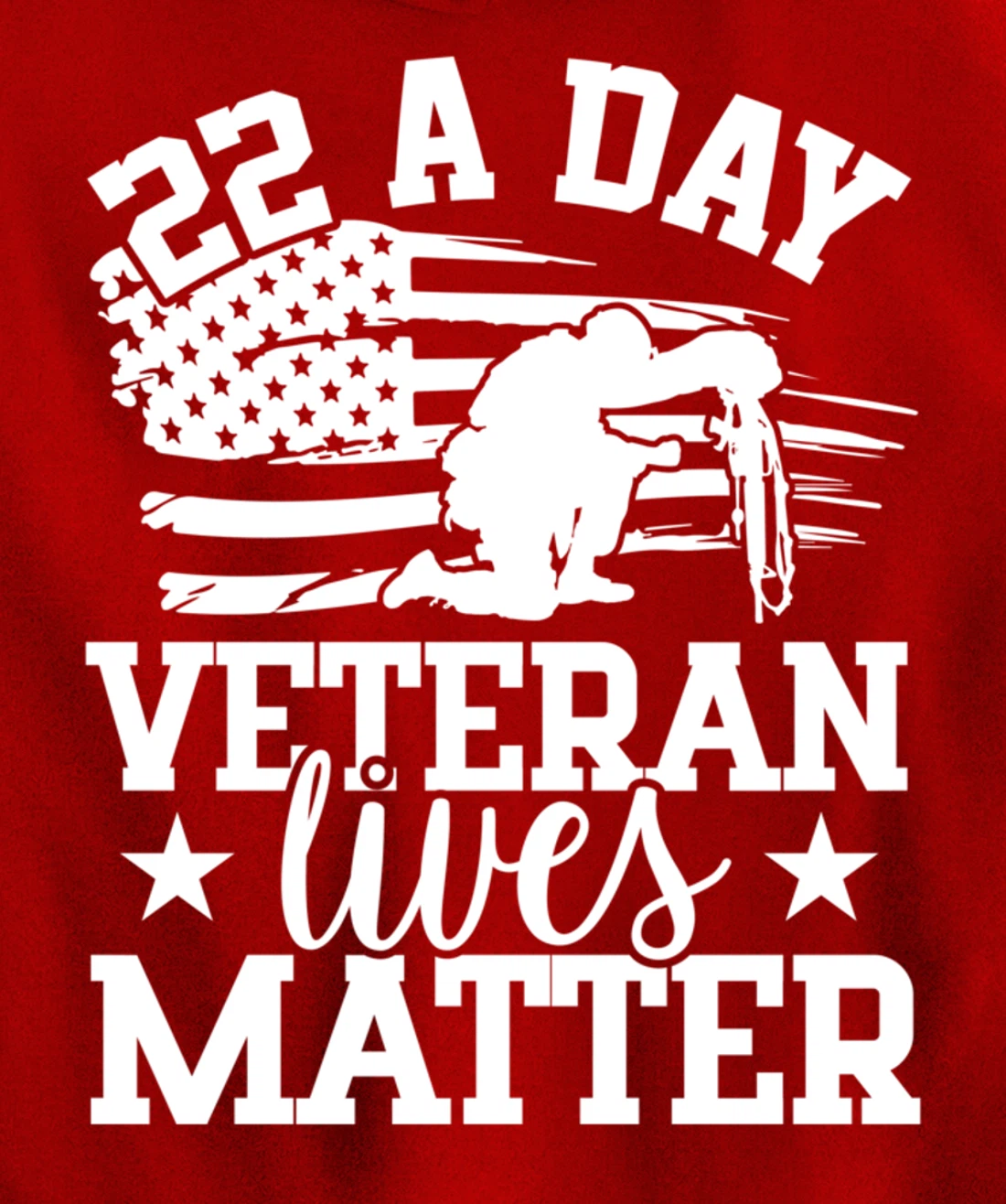 22 A Day, US Flag, Military Service, Happy Veterans Day Pullover Hoodie