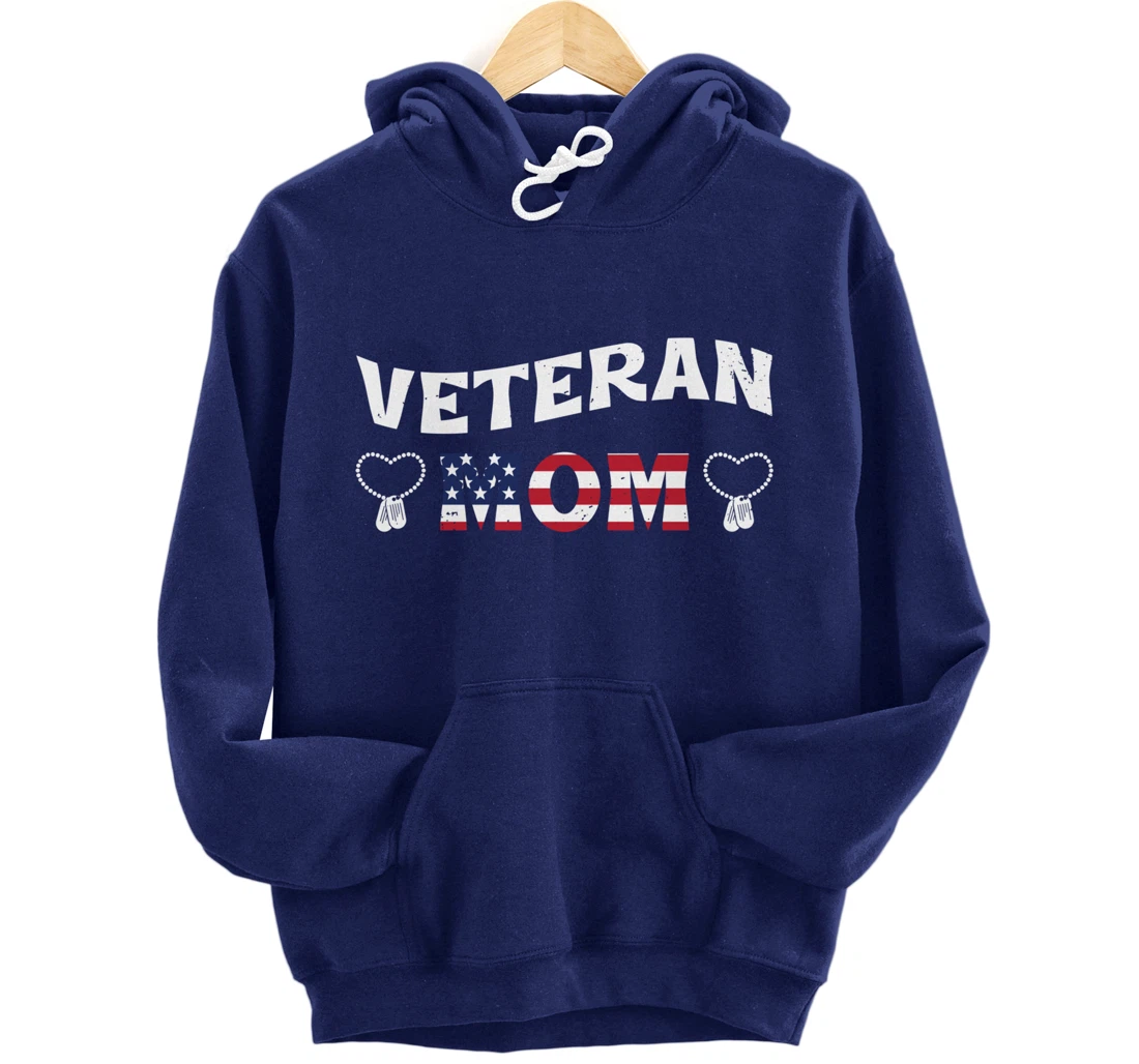 Veteran Mom, US Military Service, Happy Veterans Day Pullover Hoodie