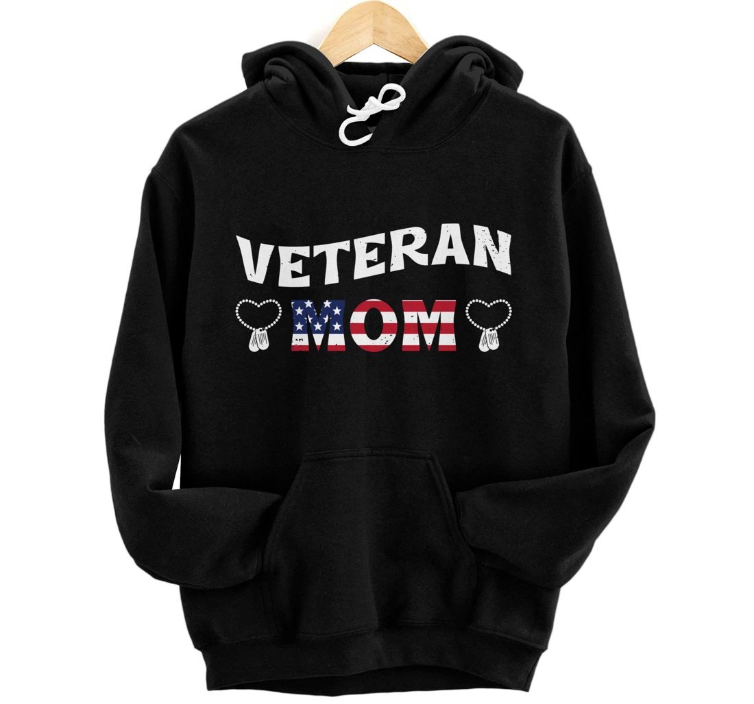 Veteran Mom, US Military Service, Happy Veterans Day Pullover Hoodie