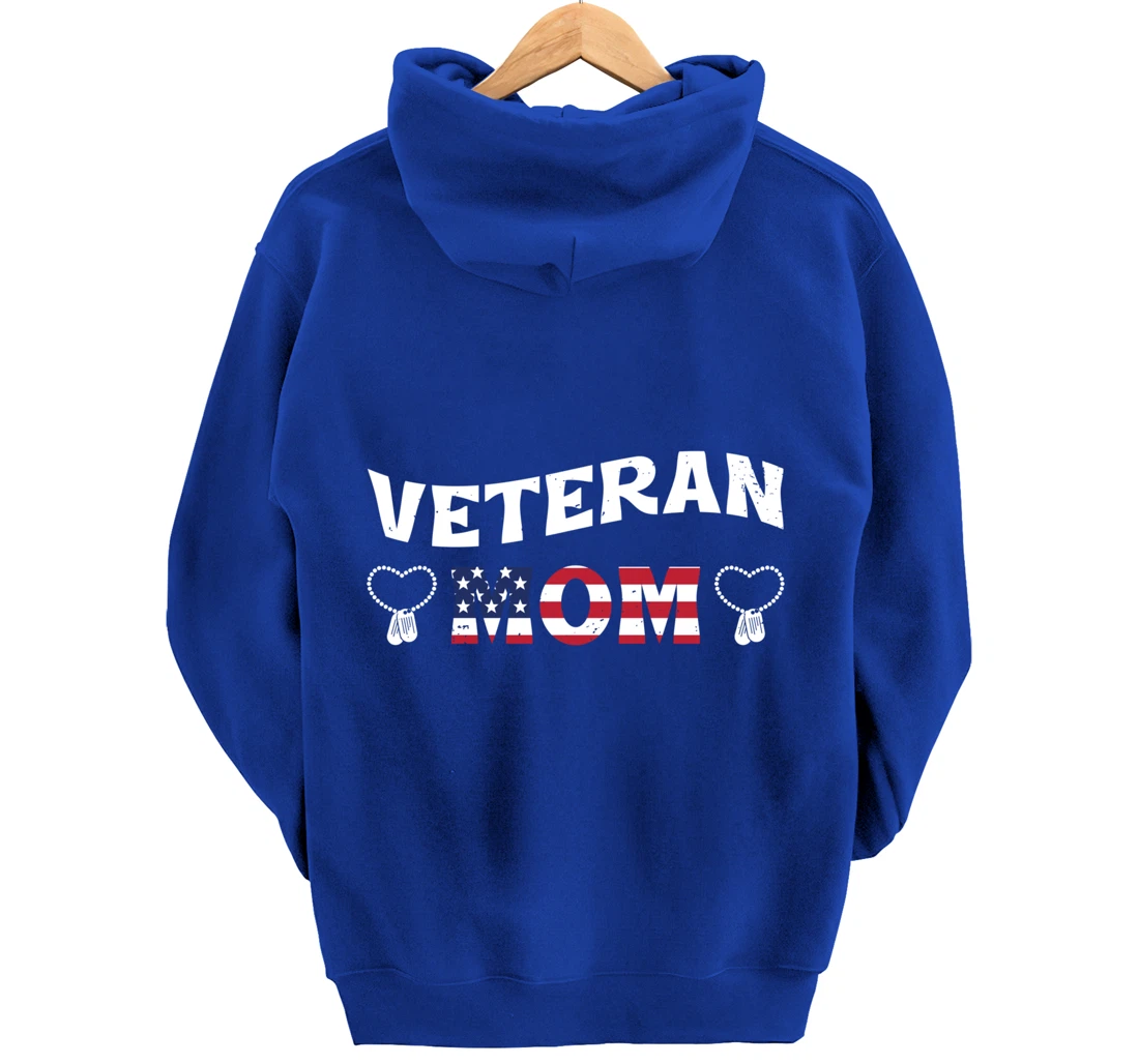 Veteran Mom, US Military Service, Happy Veterans Day Pullover Hoodie