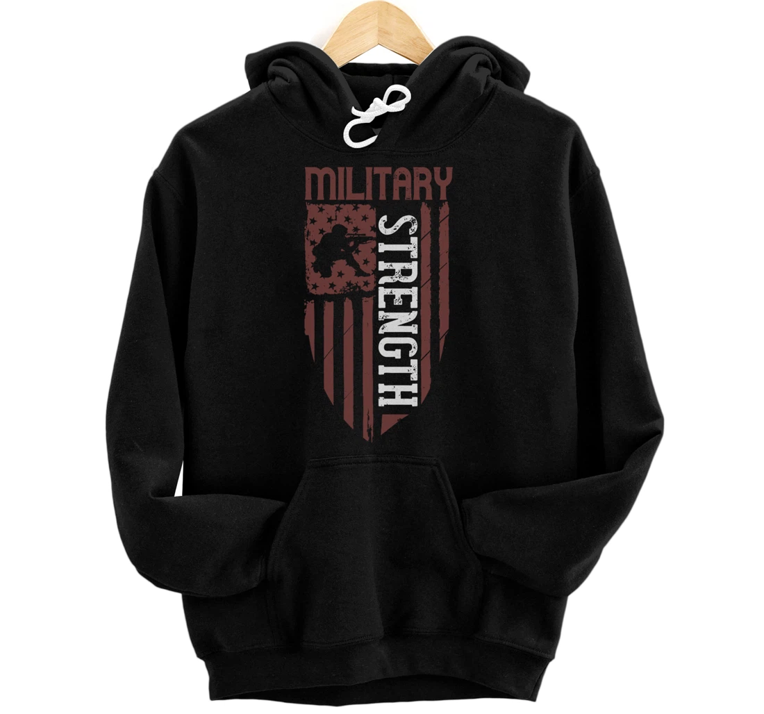 Military Strength, US Flag, US Military, Happy Veterans Day Pullover Hoodie