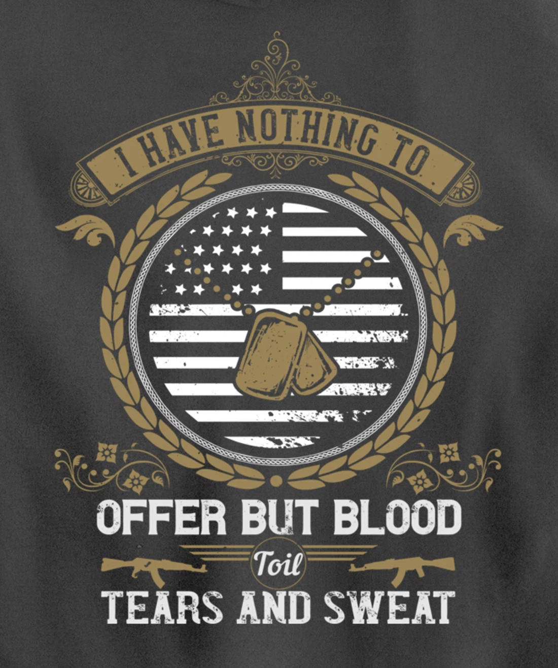 Blood Sweat Toil & Tears, US Flag, US Military, Veterans Day Pullover Hoodie
