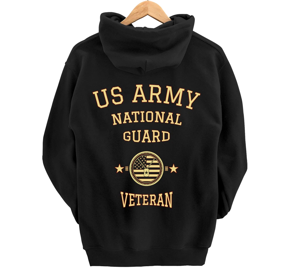 US Army National Guard American Flag Retired Army Veteran Pullover Hoodie