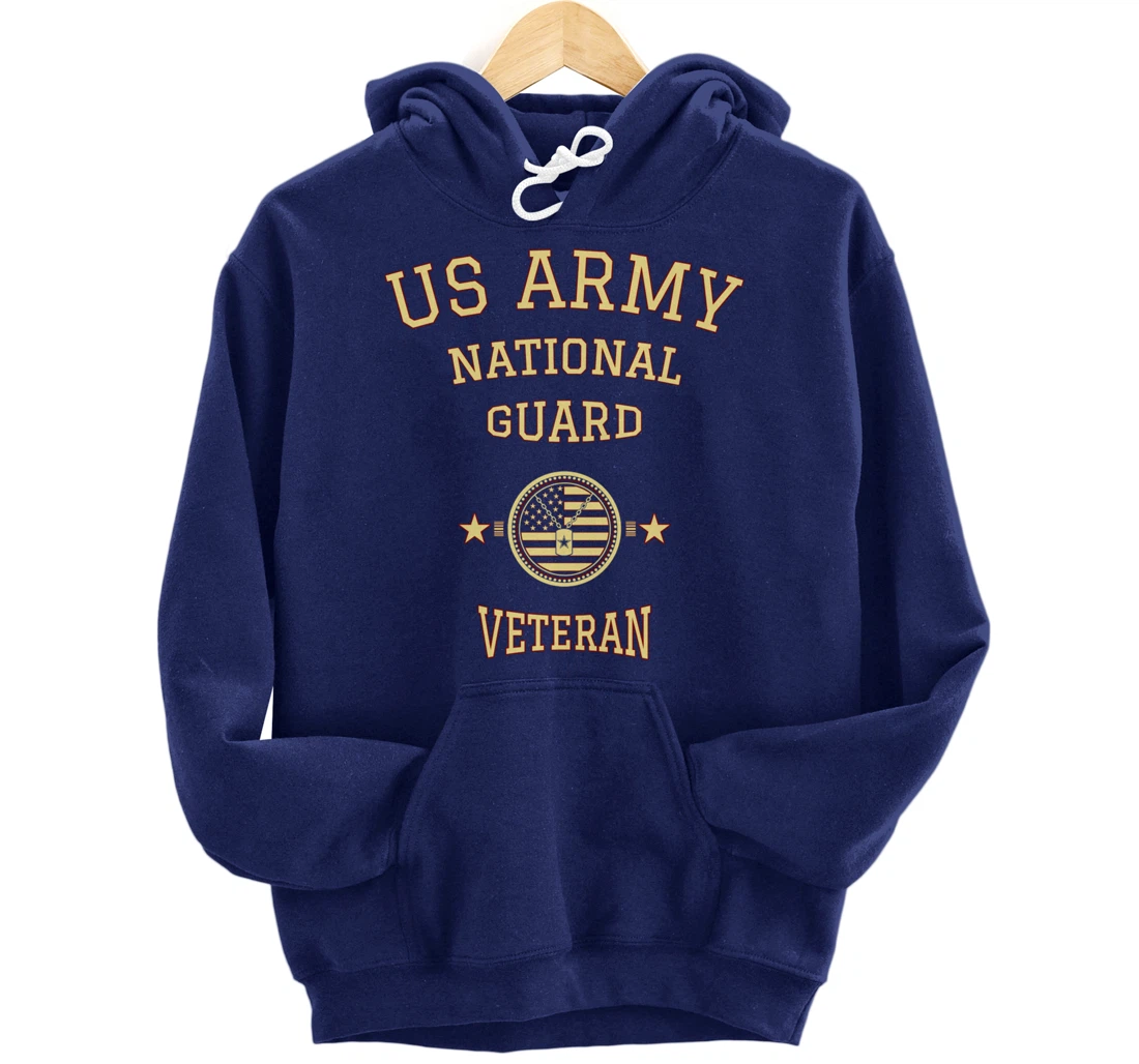 US Army National Guard American Flag Retired Army Veteran Pullover Hoodie