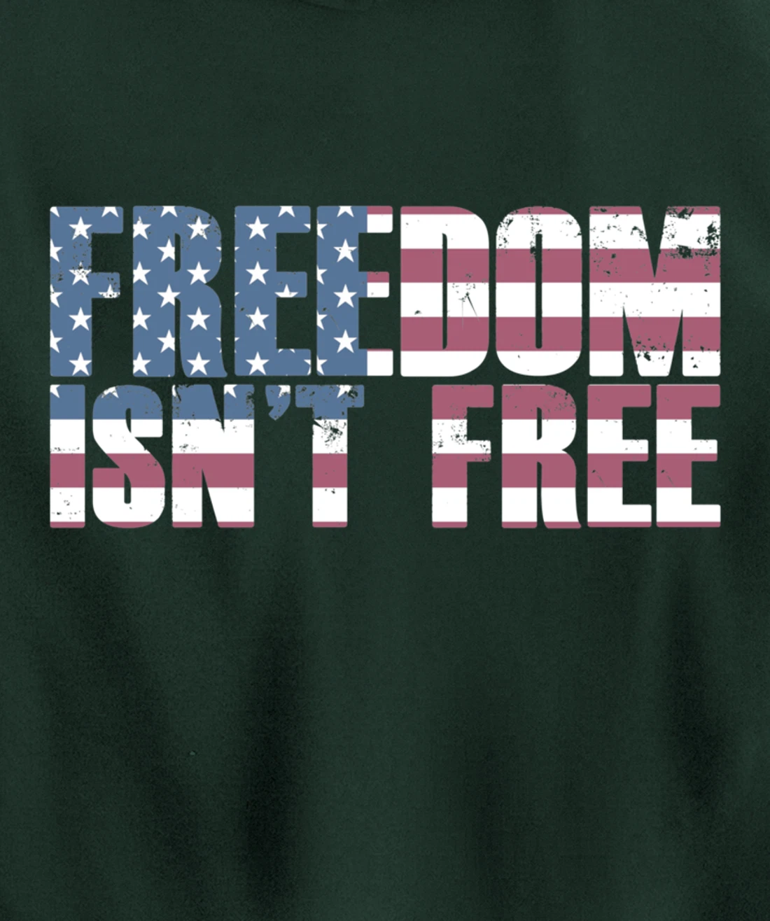 FREEDOM ISN'T FREE Vintage USA American Flag Veteran's Day Pullover Hoodie