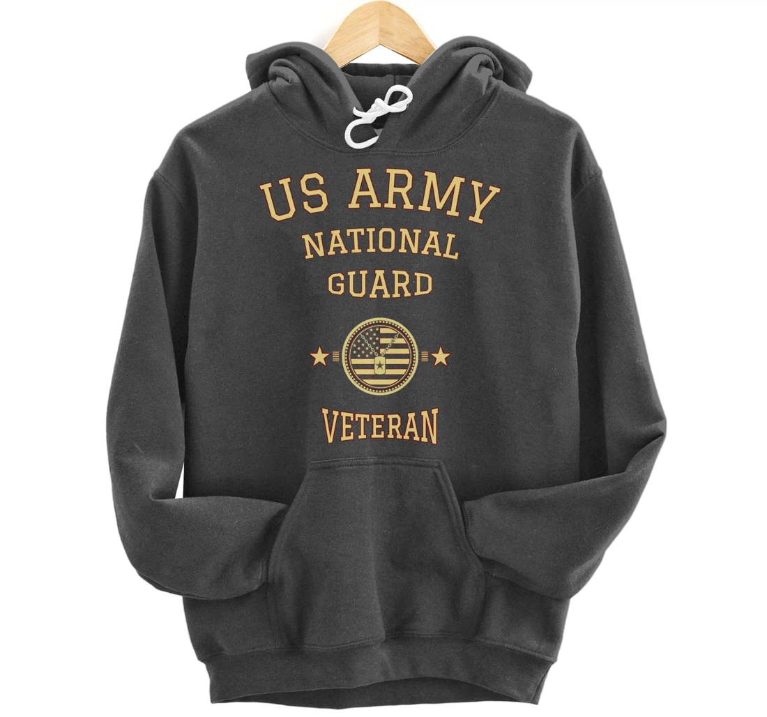US Army National Guard American Flag Retired Army Veteran Pullover Hoodie