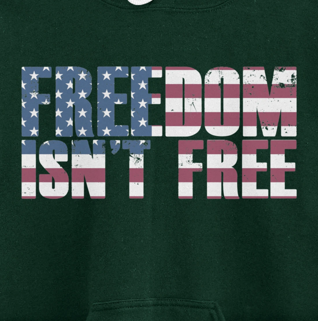 FREEDOM ISN'T FREE Vintage USA American Flag Veteran's Day Pullover Hoodie