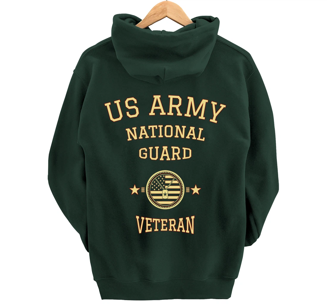 US Army National Guard American Flag Retired Army Veteran Pullover Hoodie