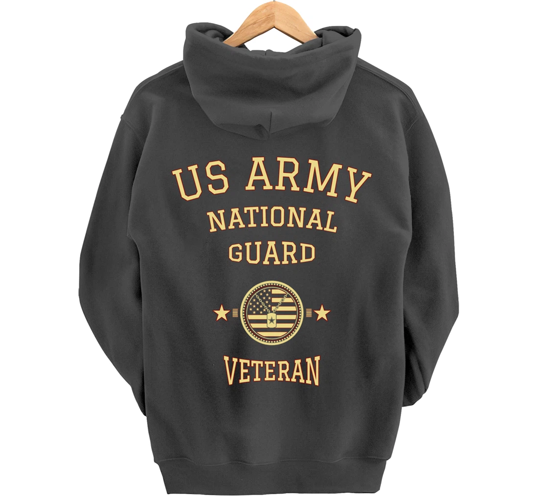 US Army National Guard American Flag Retired Army Veteran Pullover Hoodie