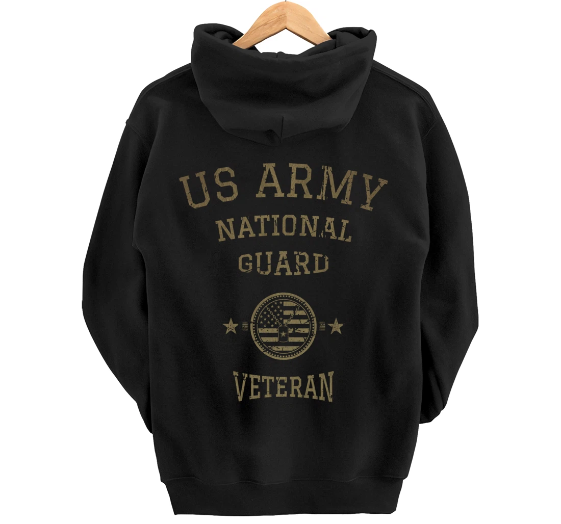 US Army National Guard American Flag Retired Army Veteran Pullover Hoodie