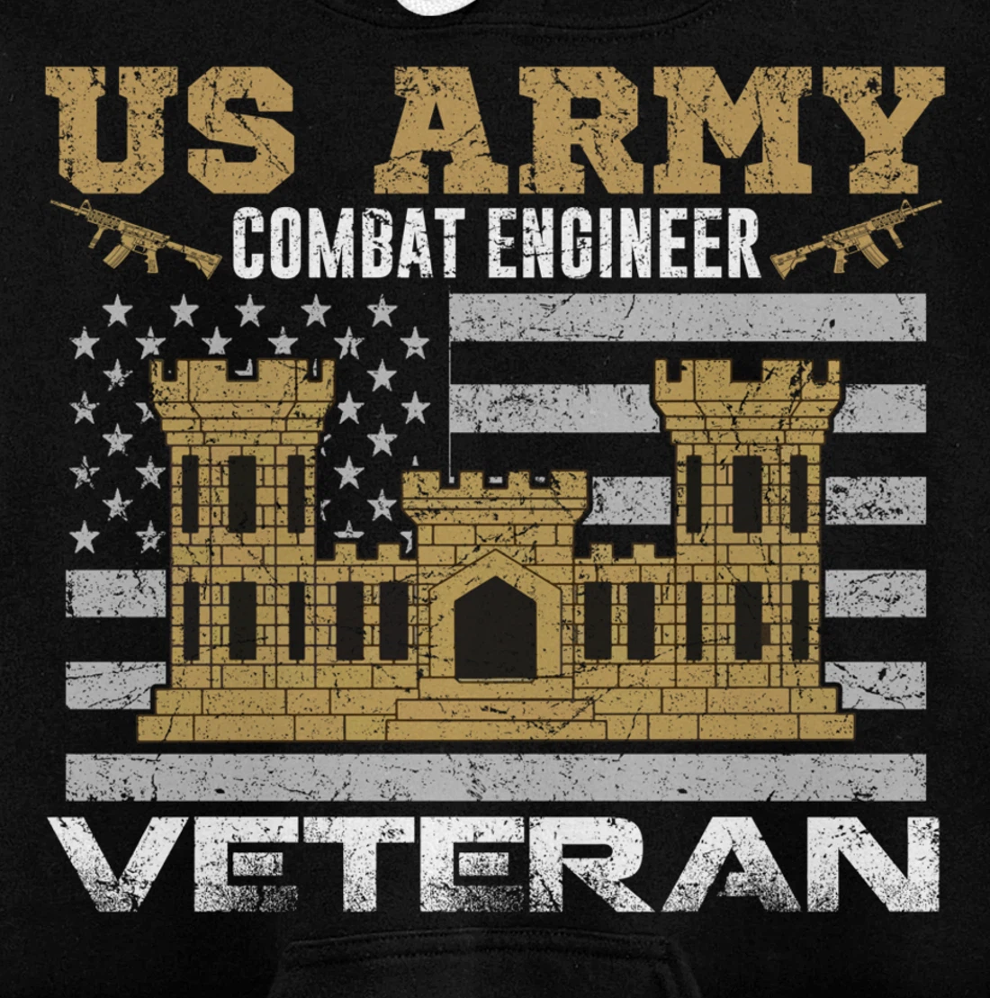 Vintage US Army Combat Engineer Combat Engineer Veteran Gift Pullover Hoodie