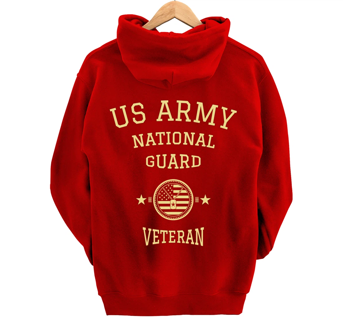 US Army National Guard American Flag Retired Army Veteran Pullover Hoodie