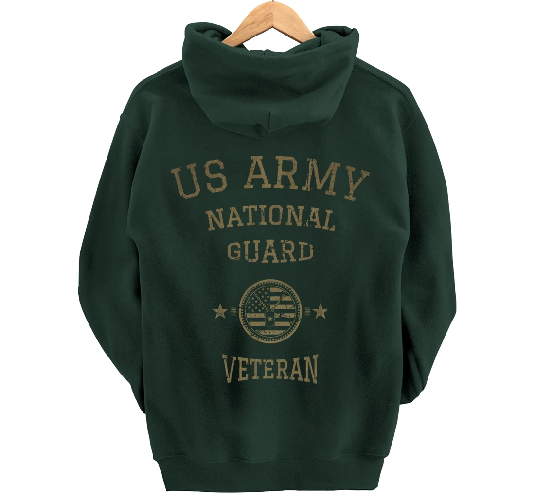 US Army National Guard American Flag Retired Army Veteran Pullover Hoodie