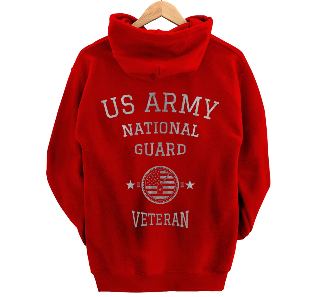 US Army National Guard American Flag Retired Army Veteran Pullover Hoodie