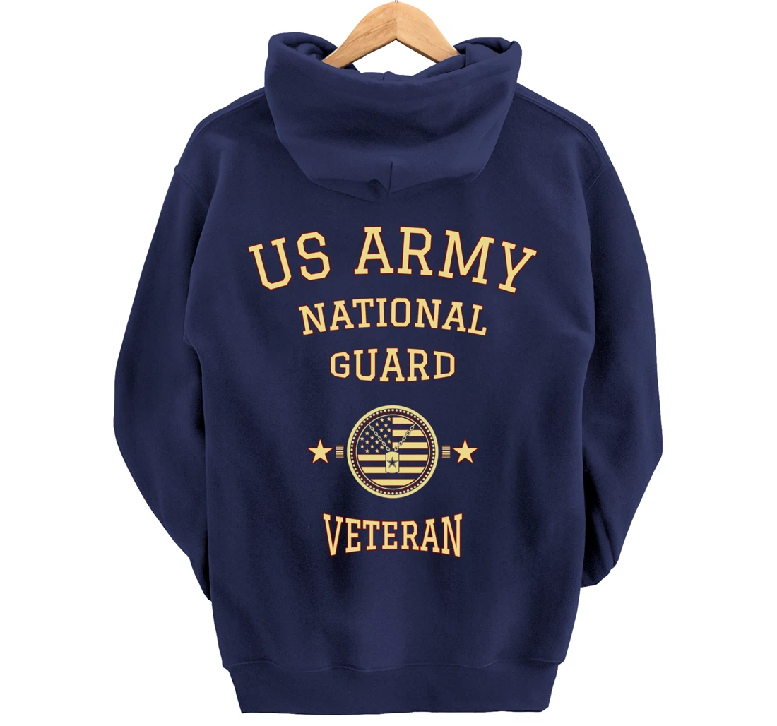 US Army National Guard American Flag Retired Army Veteran Pullover Hoodie