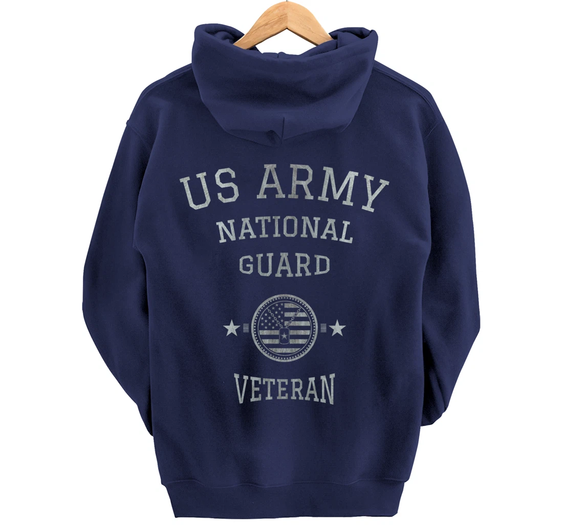 US Army National Guard American Flag Retired Army Veteran Pullover Hoodie
