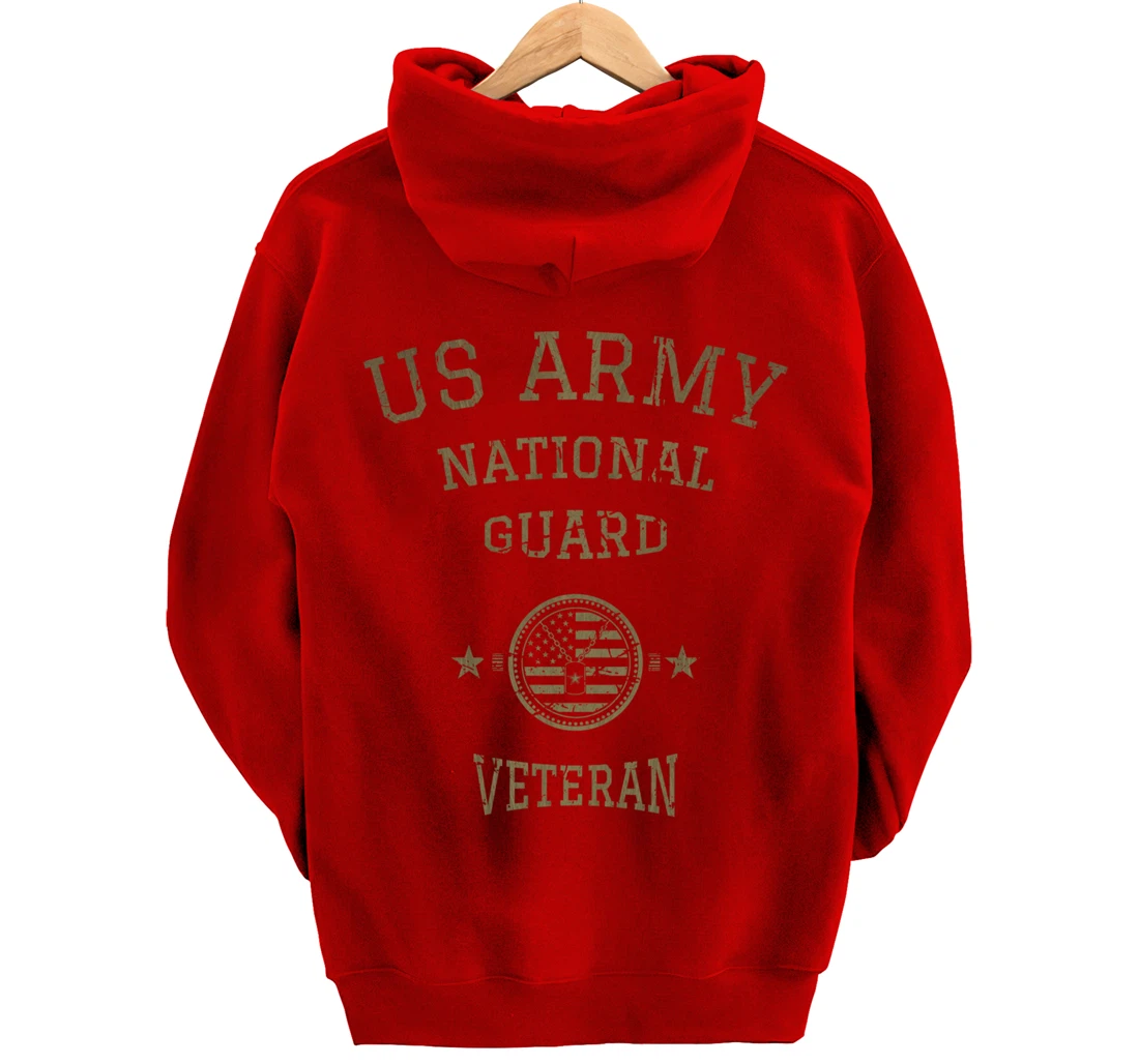 US Army National Guard American Flag Retired Army Veteran Pullover Hoodie