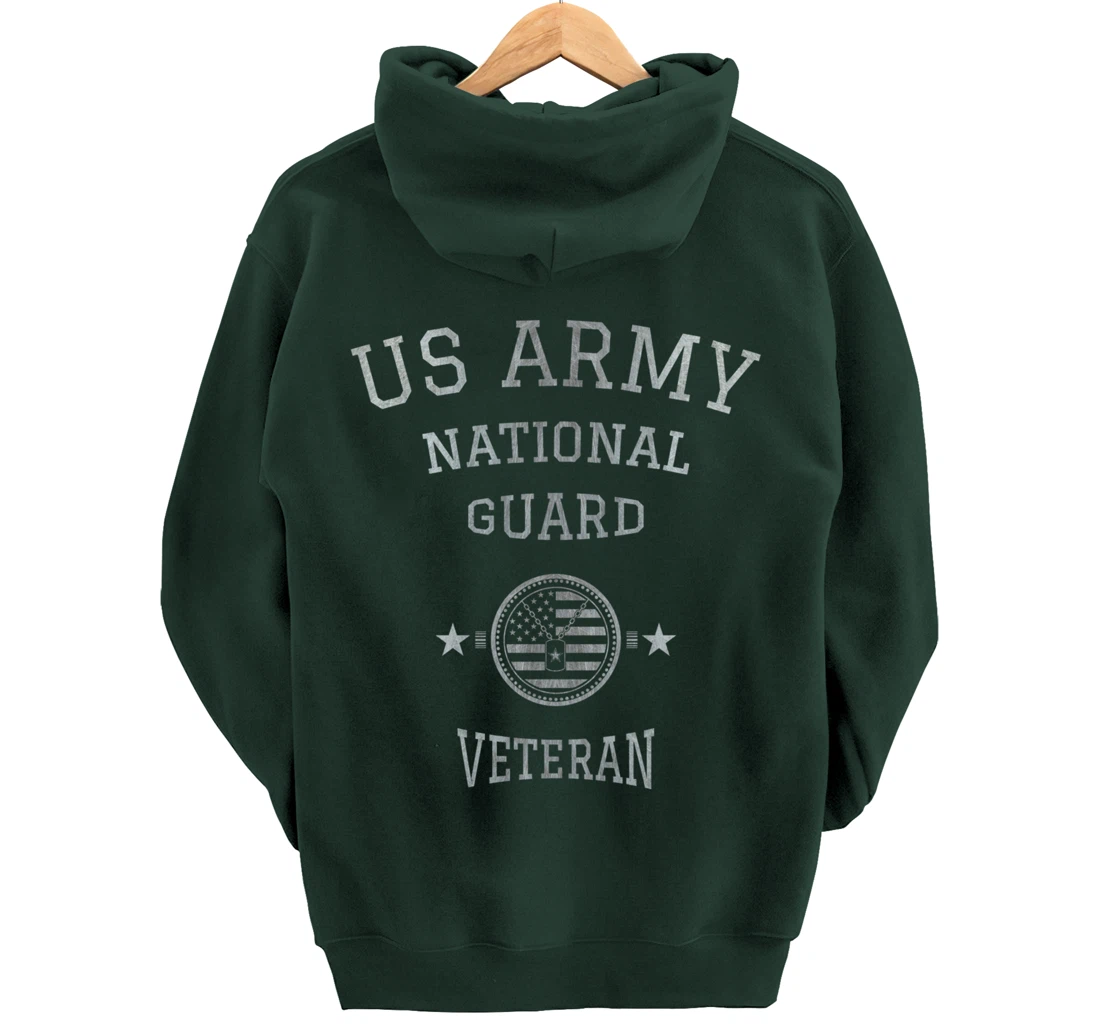US Army National Guard American Flag Retired Army Veteran Pullover Hoodie