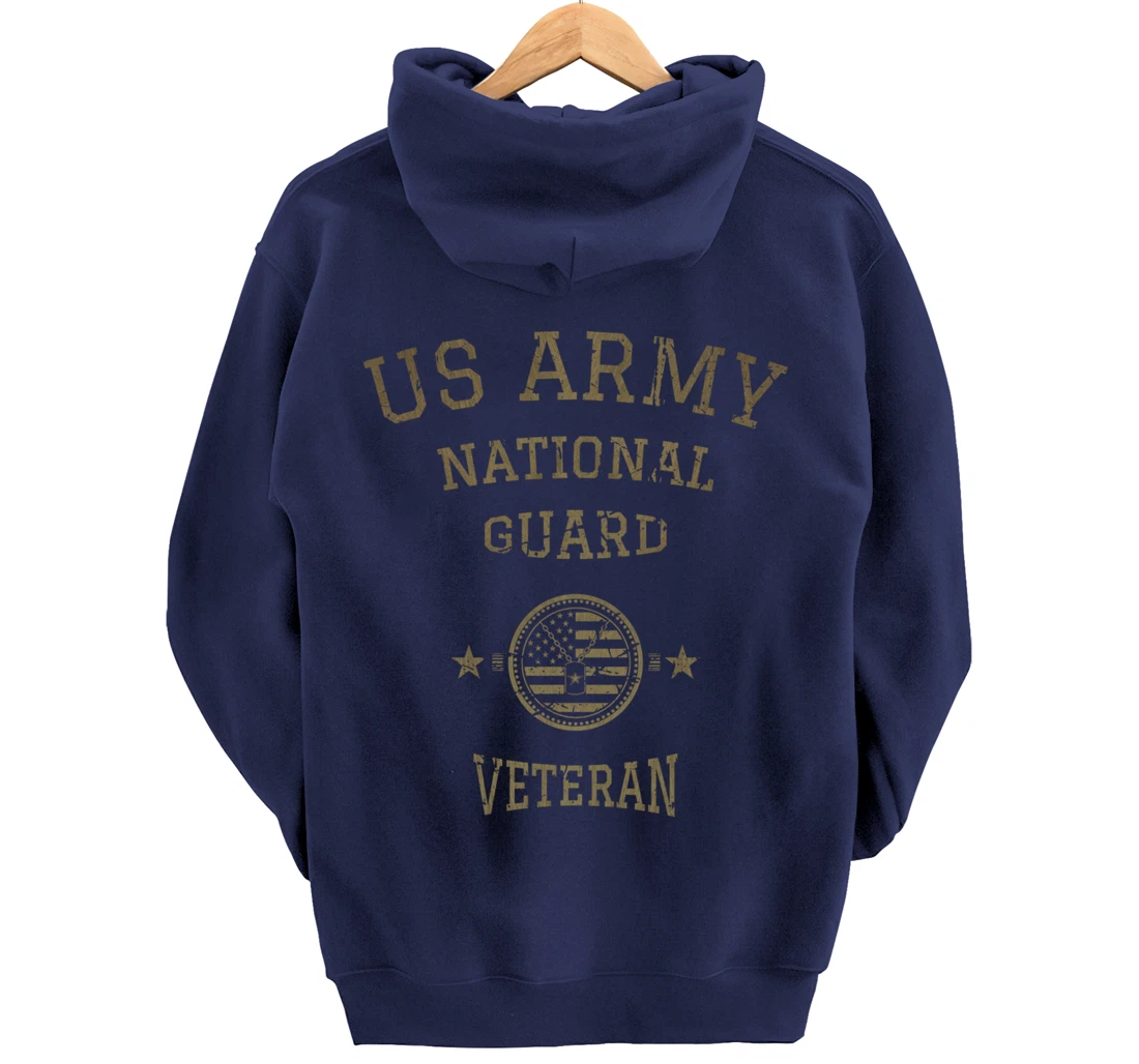 US Army National Guard American Flag Retired Army Veteran Pullover Hoodie