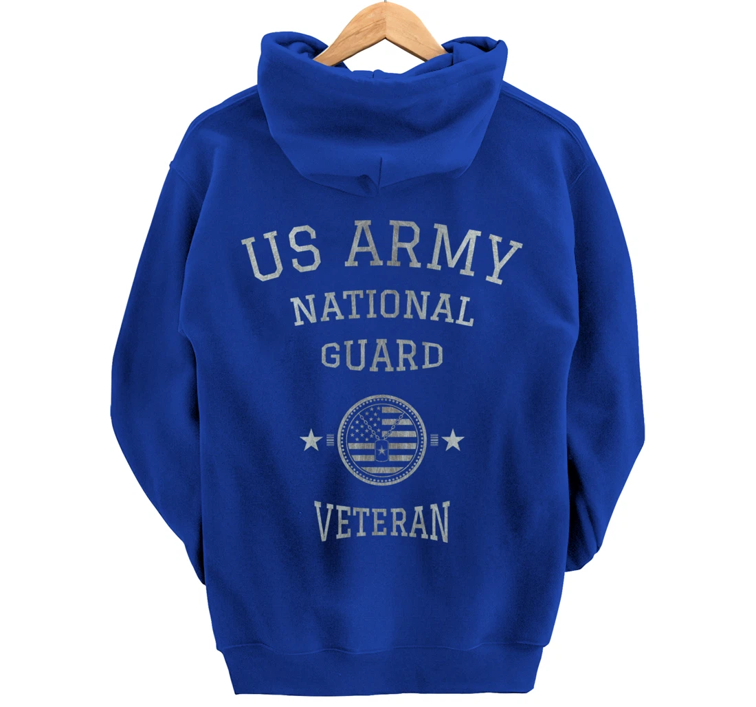 US Army National Guard American Flag Retired Army Veteran Pullover Hoodie