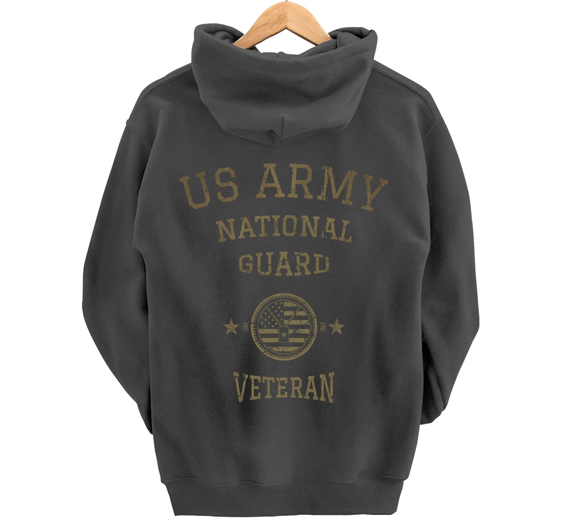 US Army National Guard American Flag Retired Army Veteran Pullover Hoodie