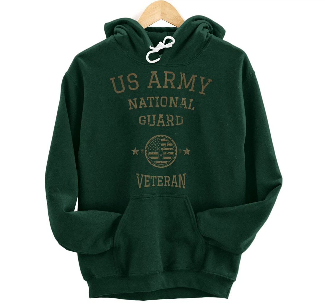 US Army National Guard American Flag Retired Army Veteran Pullover Hoodie