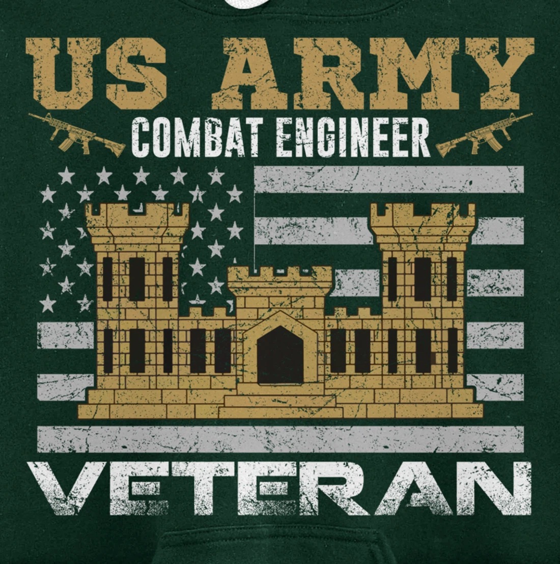 Vintage US Army Combat Engineer Combat Engineer Veteran Gift Pullover Hoodie
