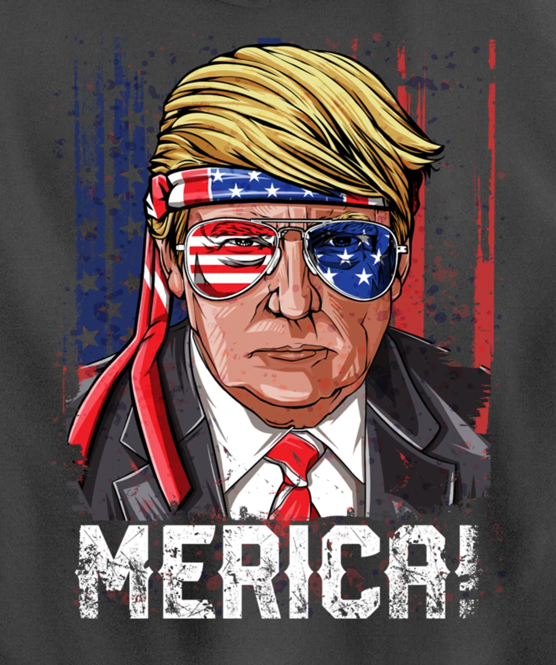 Trump 4th of July Merica Men Women USA American Flag Vintage Pullover Hoodie