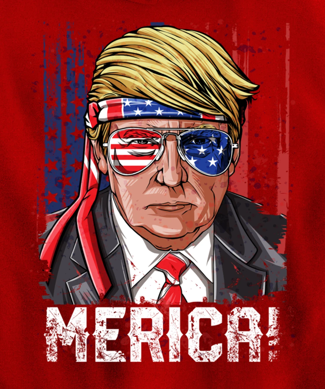 Trump 4th of July Merica Men Women USA American Flag Vintage Pullover Hoodie