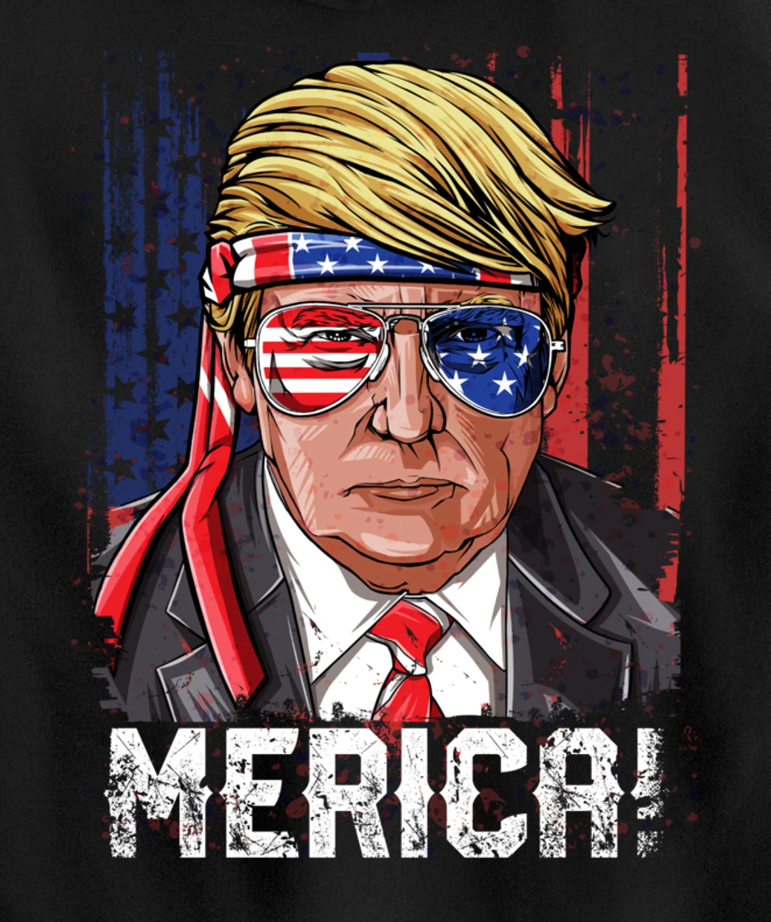 Trump 4th of July Merica Men Women USA American Flag Vintage Pullover Hoodie