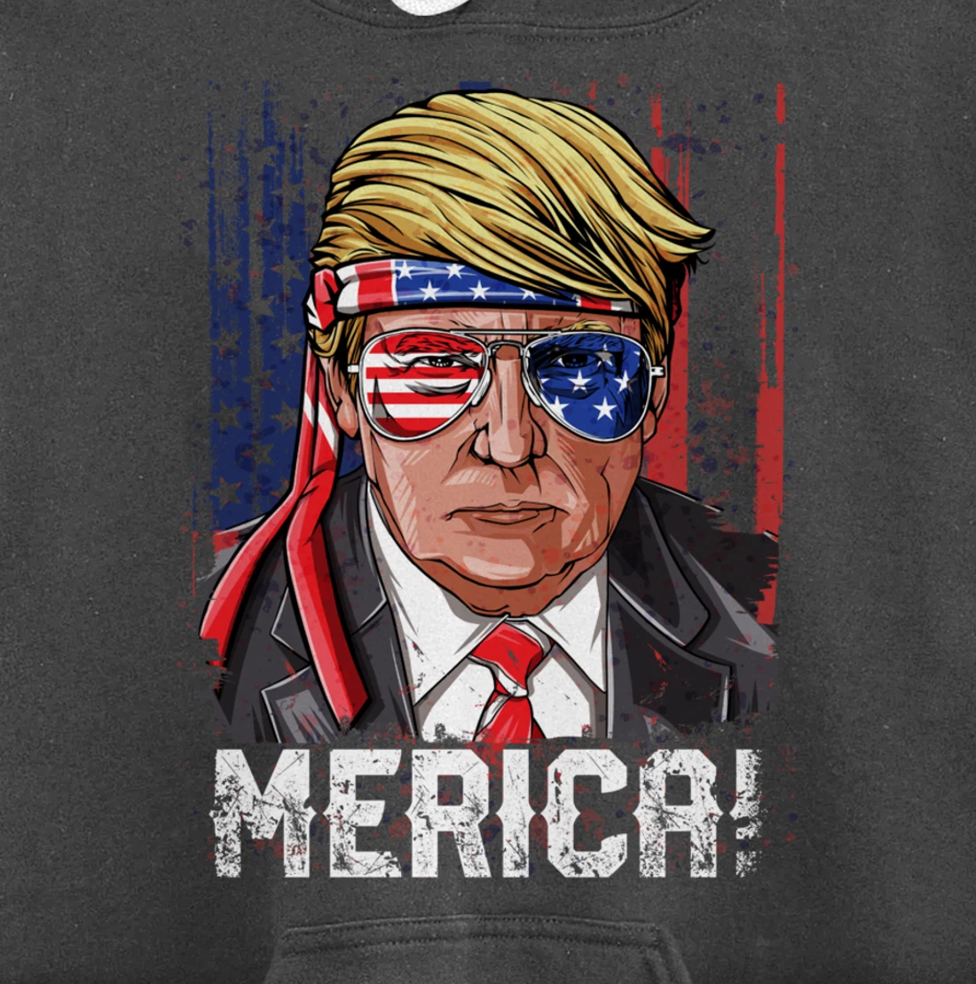 Trump 4th of July Merica Men Women USA American Flag Vintage Pullover Hoodie