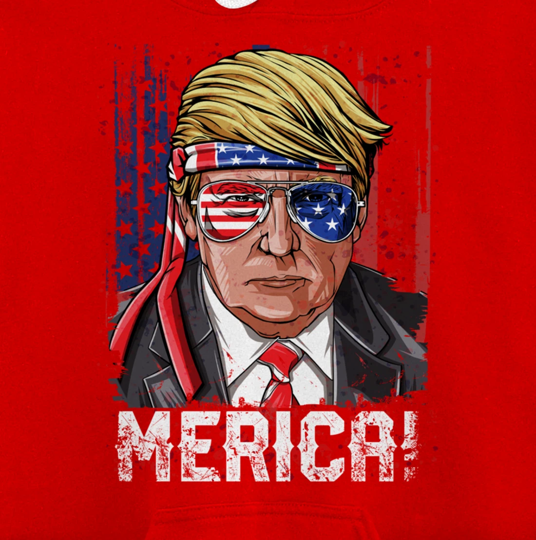 Trump 4th of July Merica Men Women USA American Flag Vintage Pullover Hoodie