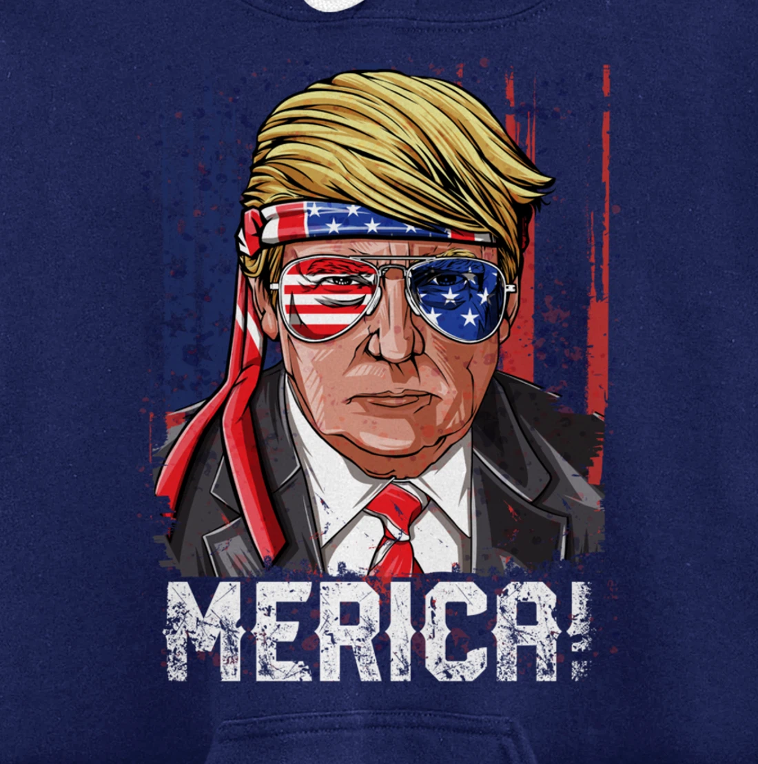 Trump 4th of July Merica Men Women USA American Flag Vintage Pullover Hoodie