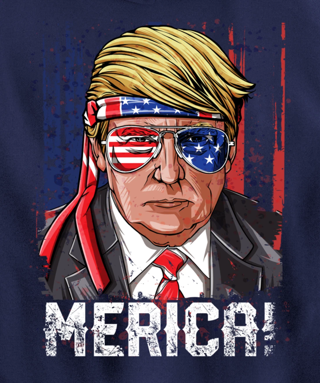 Trump 4th of July Merica Men Women USA American Flag Vintage Pullover Hoodie