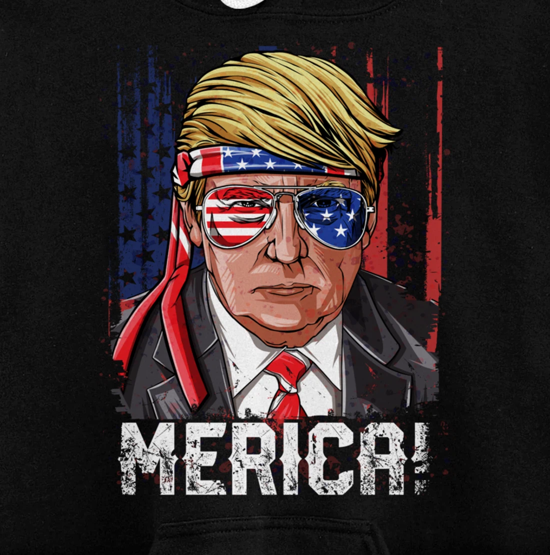 Trump 4th of July Merica Men Women USA American Flag Vintage Pullover Hoodie