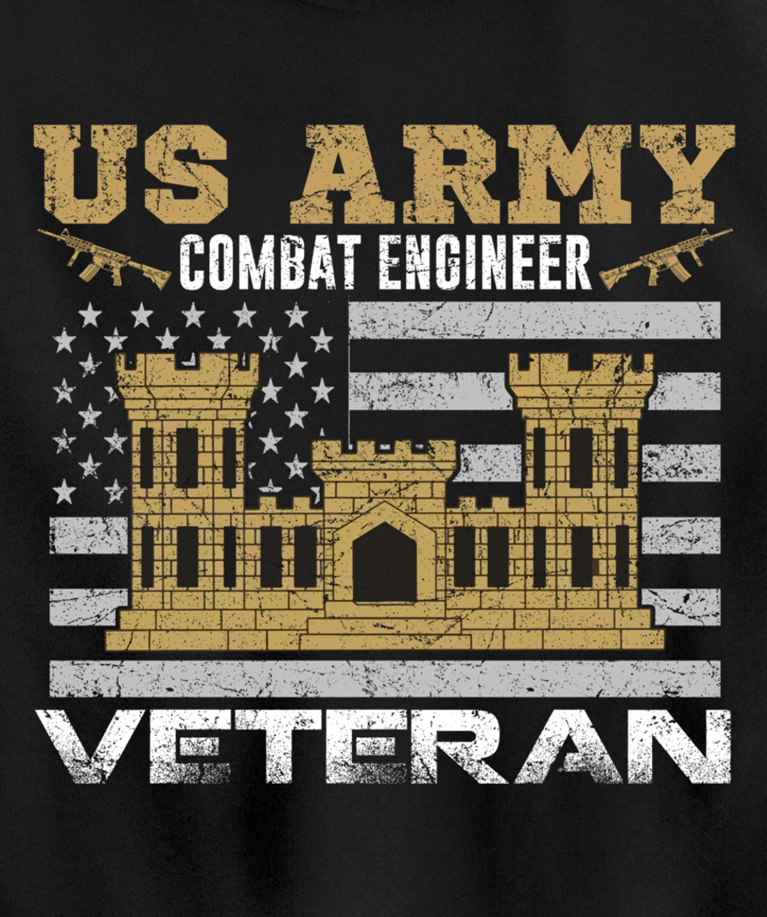 Vintage US Army Combat Engineer Combat Engineer Veteran Gift Pullover Hoodie