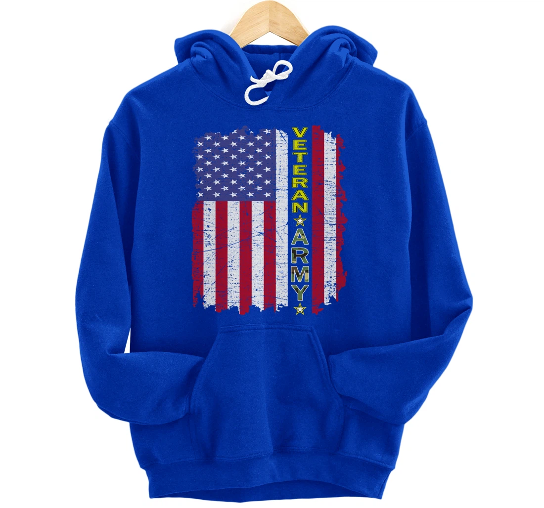 Proud Army Veteran-US Veterans Day Shirt-US Army Veteran Pullover Hoodie