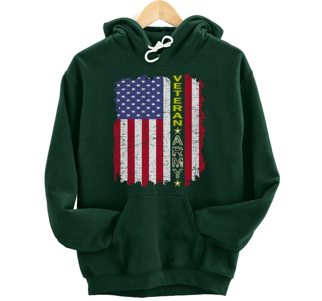Proud Army Veteran-US Veterans Day Shirt-US Army Veteran Pullover Hoodie