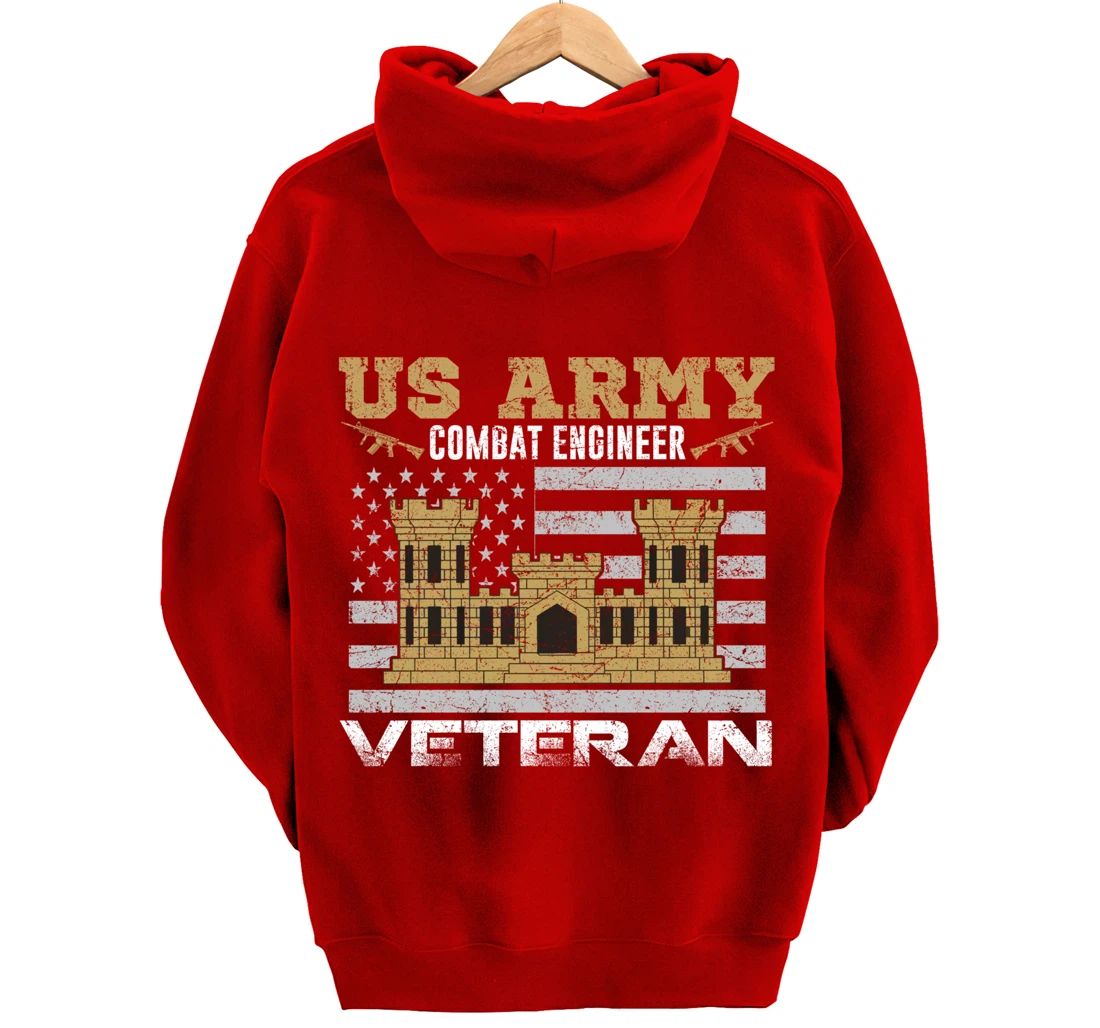 Vintage US Army Combat Engineer Combat Engineer Veteran Gift Pullover Hoodie